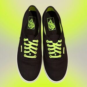 Vans Black Sneakers with Neon Green Accents